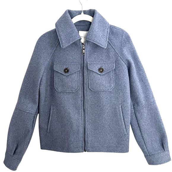 Avec Les Filles Jackets & Blazers - NWOT Avec Les Filles Light Blue Zip Jacket Utility Shacket Women Sz XS Anthro